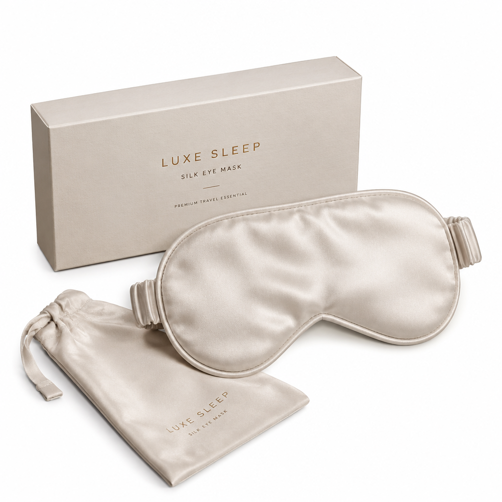 LUXE SLEEP Silk Eye Mask with Gift Box and Drawstring Pouch - Hero Shot
