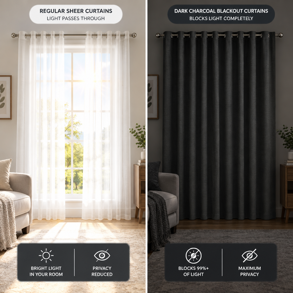 Light-blocking comparison: regular vs blackout curtains