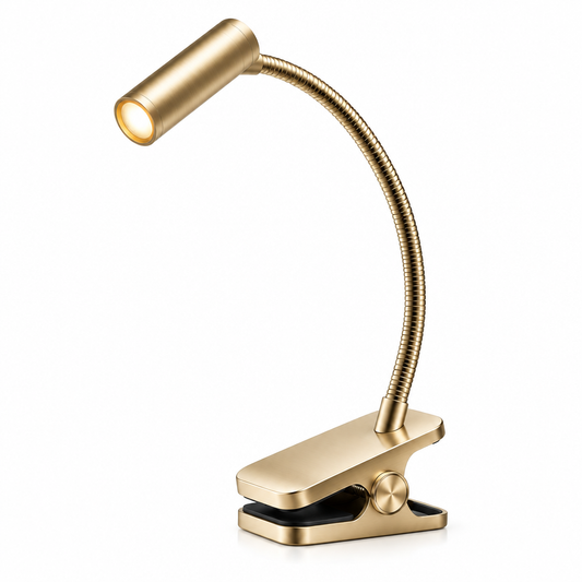 LumiClip Pro Gold LED Lamp - White Background Studio Shot