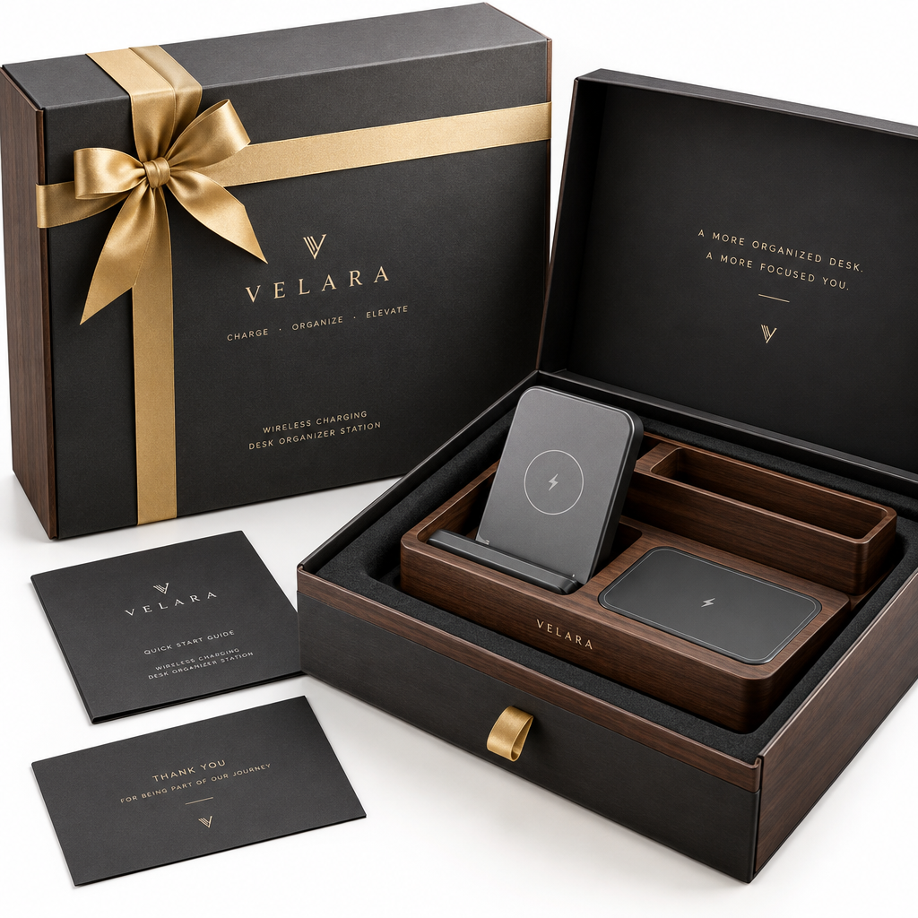 Premium gift box packaging for wireless charging organizer